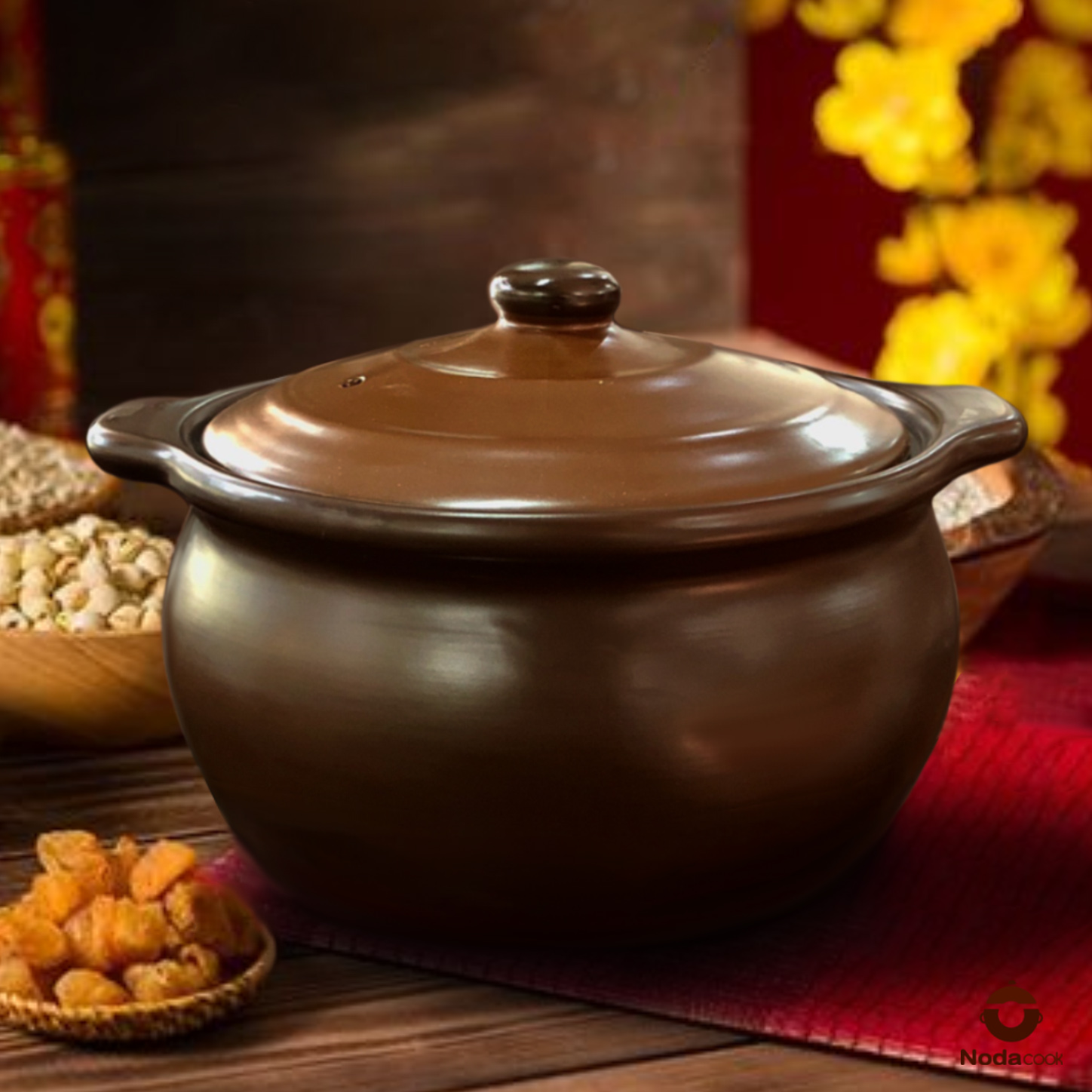 Nồi đất 2/3/5 lít men sứ (Nâu) - NodaCook Bát Tràng