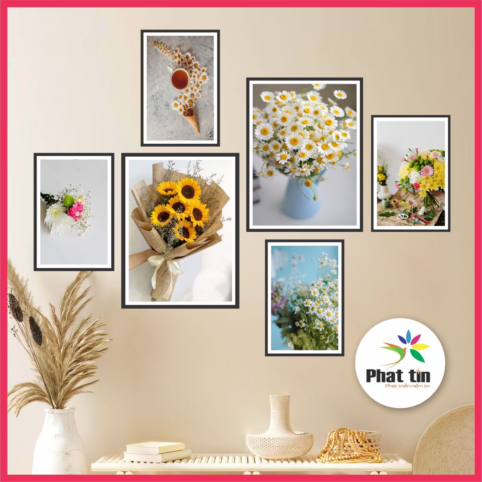 50 mẫu Set 6 tranh dán tường công hươu nai hiện đại decor phòng ngủ phòng khách góc live tranh decor