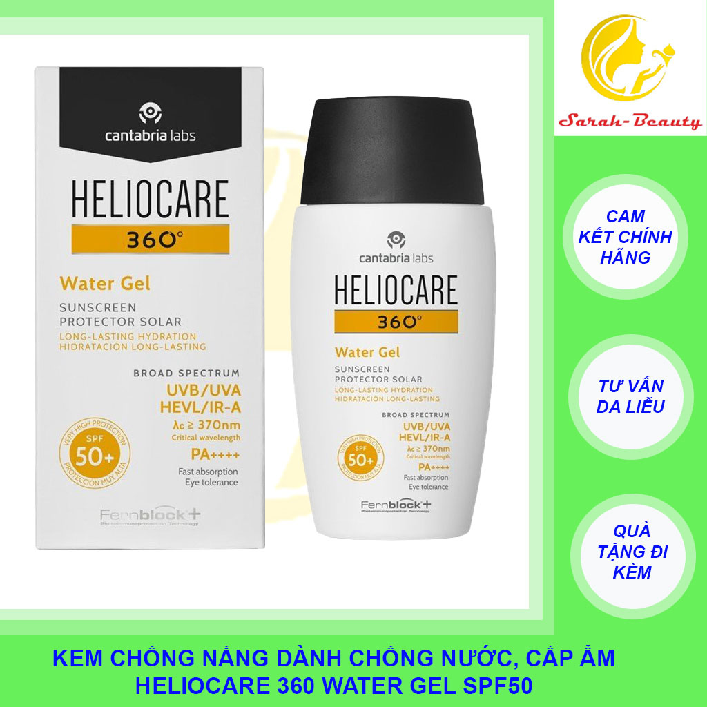 [Hcm]Gel Chống Nắng Chống Nước Phổ Rộng Cấp Ẩm Và Bảo Vệ Da Khỏi Uva Ir - A Uvb Hevis - Heliocare 360° Water Gel Spf 50 ( 50Ml)