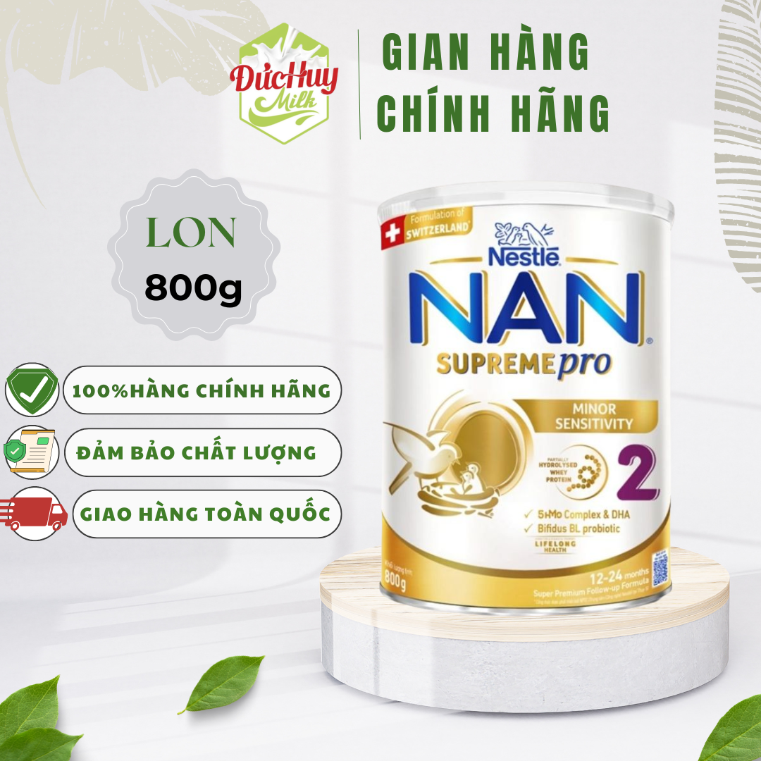 Sữa bột Nan Supreme 2 5HMO 800g Mới (12-24 tháng)