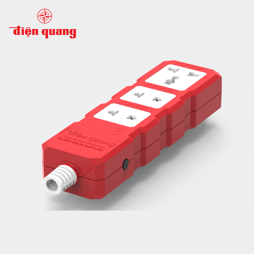 Ổ cắm điện đa năng Công suất lớn Điện Quang ĐQ ESKHP 3RW (3 lỗ màu đỏ trắng không dây) công suất 400