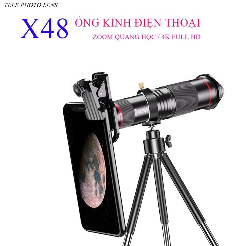 Ống kính điện thoại di động Apexel Lens Tele Photo X48 lần zoom siêu xa Hình ảnh HD kính lúp điện thoại nhìn xa