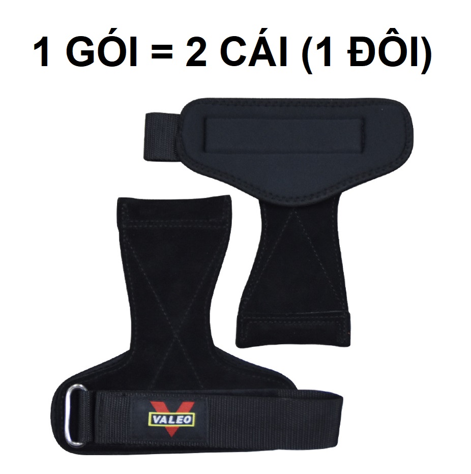 Găng Tay Tập Gym Dây Kéo Lưng (Lifting Straps) Valeo Chất Liệu Da Bò - Hỗ Trợ Deadlift - Găng Quấn