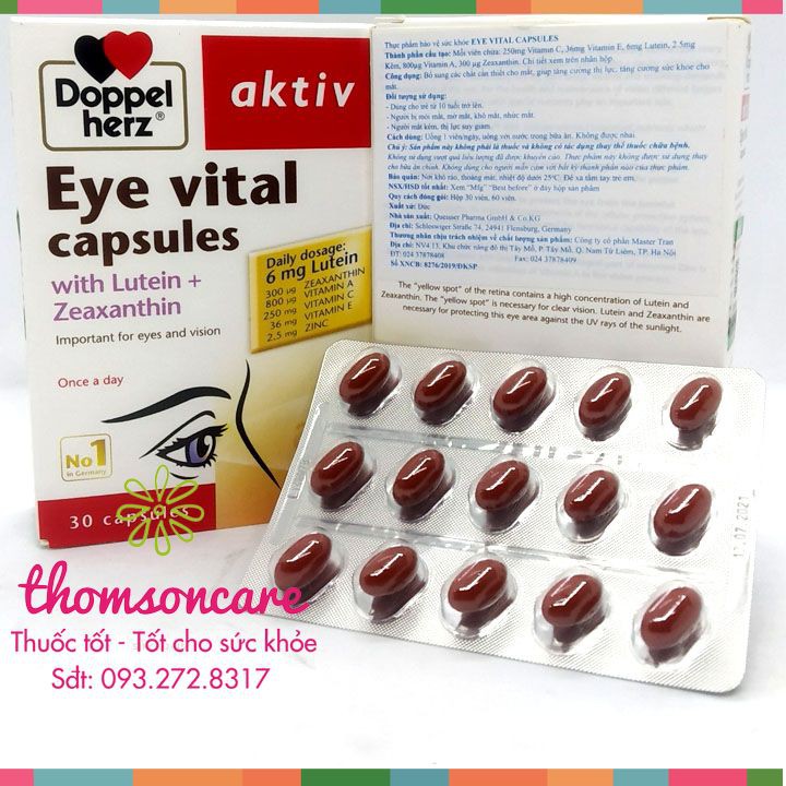 [Lấy mã giảm thêm 30%]Viên sáng mắt Aktiv Eye Vital của Doppelherz Aktiv Từ Đức sản phẩm có nguồn gốc xuất xứ rõ rang dễ dàng sử dụng cam kết sản phẩm y như hình