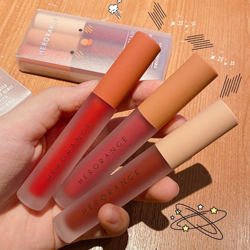 Sét 3 cây son kem lì Hero Orange nội địa Trung 3 cây 3 màu