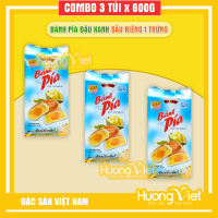 Combo 3 gói bánh pía 5 sao Tân Huê Viên 600gr đậu xanh sầu riêng 1 trứng bánh pía truyền thống đặc sản miền Tây
