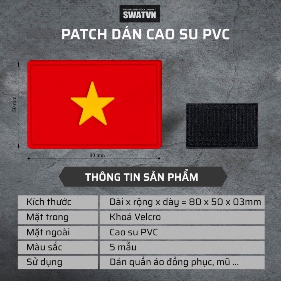 PATCH DÁN CAO SU PVC VELCRO COMBO 2 CÁI | HUY HIỆU CỜ CÁC NƯỚC 3D 80X50MM DÁN BALO MOLLE ÁO MŨ