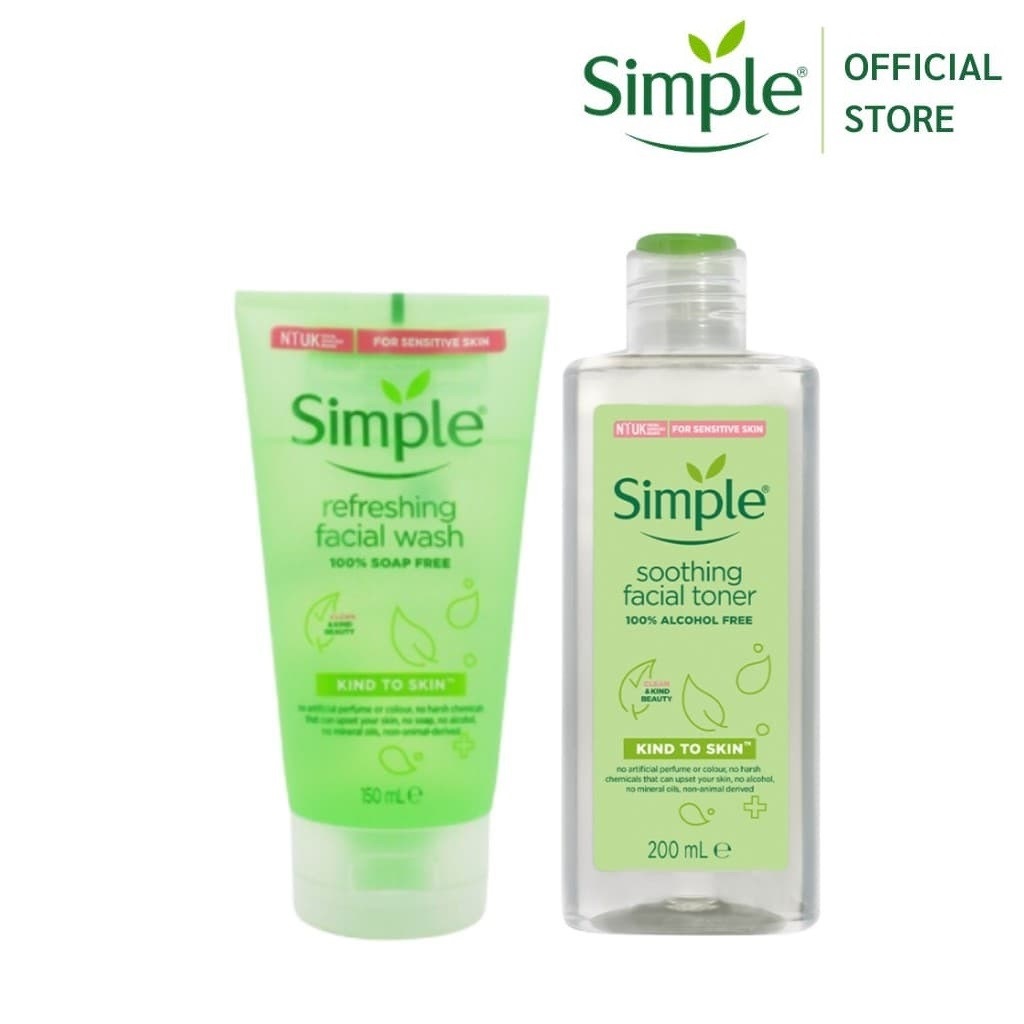 Combo Làm Sạch Sâu Se Khít Lỗ Chân Lông Cấp Ẩm Cho Da Simple Kind To Skin (Srm 150Ml + Toner 200Ml)