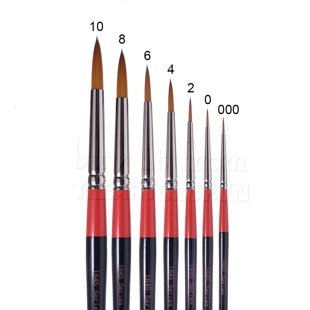 Cọ lông tổng hợp HAPPY Synthentic 1845 Round brush (Thân viền đỏ)