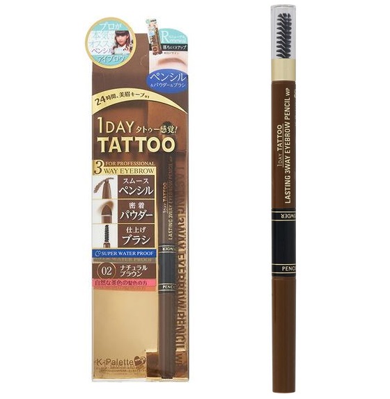 Bút Kẻ Lông Mày Chốngtrôi K - Palette Eyebrow Pencil 3In1 24H (02 Màu Nâu Tự Nhiên)