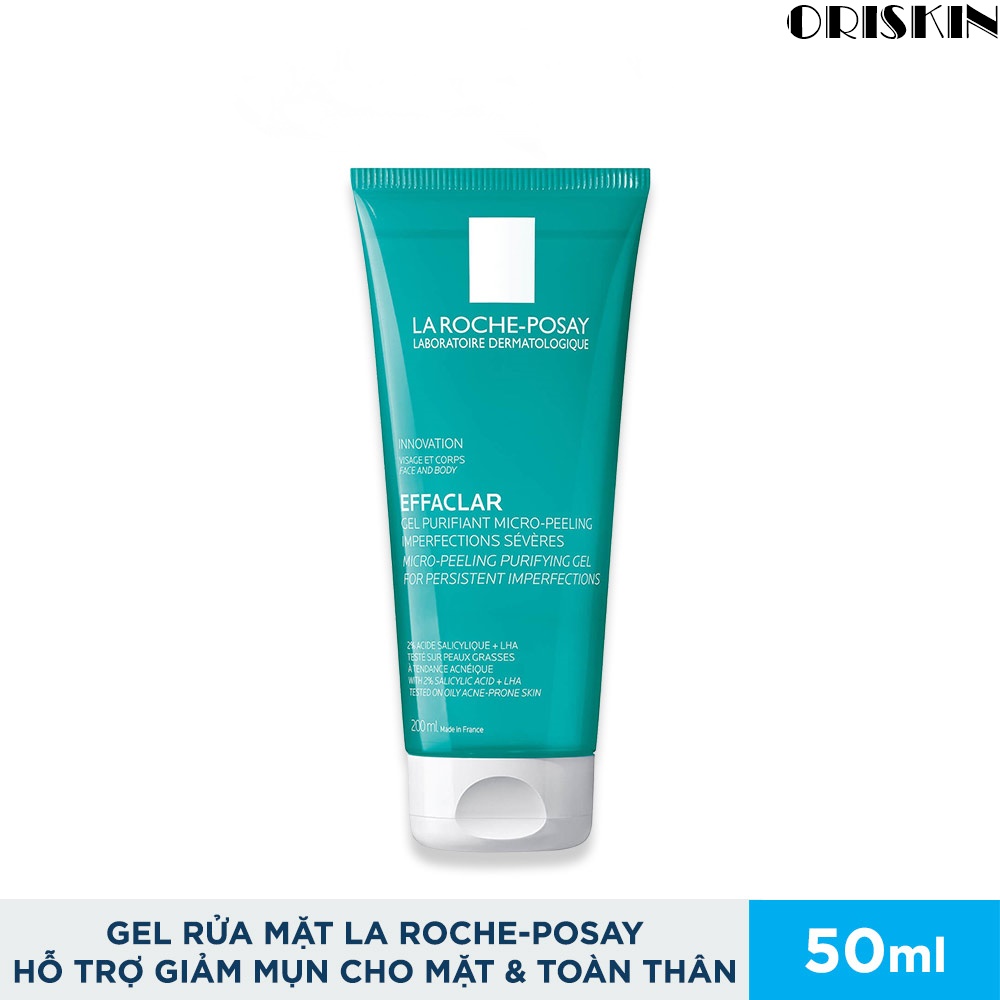 Gel Rửa Mặt La Roche-Posay Hỗ Trợ Giảm Mụn Cho Mặt & Toàn Thân Effaclar Micro-Peeling Purifying Gel 50Ml