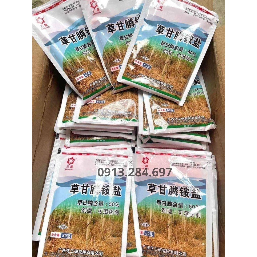 ComBo 100 gói ( 1 thùng) Thuốc Cỏ Lưu Dẫn Nôị Địa Trung Gói 80G Thành Phần Glyphosate Gây Thối Mục D