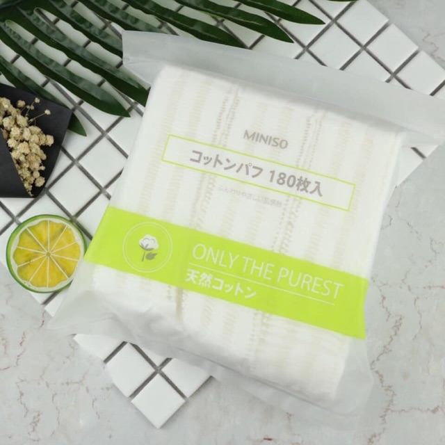 Bông tẩy trang Miniso Nhật Bản gói 180 miếng