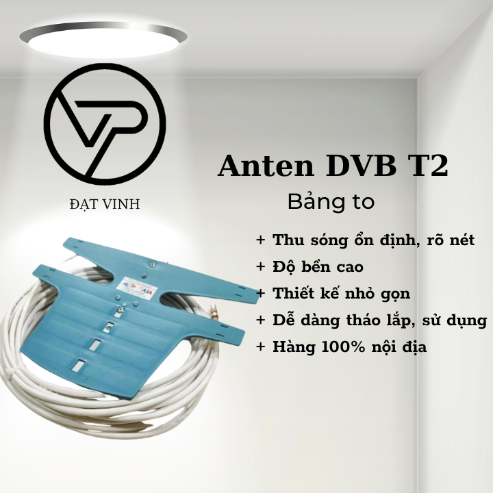 Anten tivi kỹ thuật số DVB T2 ngoài trời - 12m dây cáp - Jack nối - Có nhựa bảo vệ Anten - Bảng to