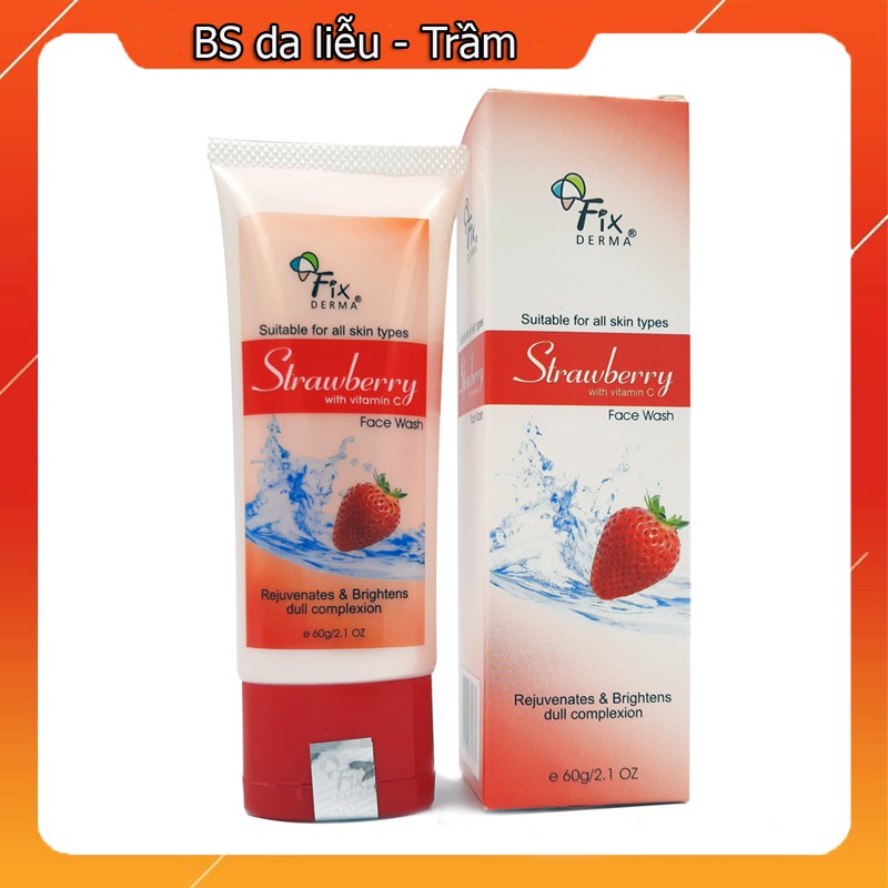 [Hcm]Sữa Rửa Mặt Fixderma Strawberry Face Wash 60G ✨ Freeship ✨ Da Sáng Mịn Màng