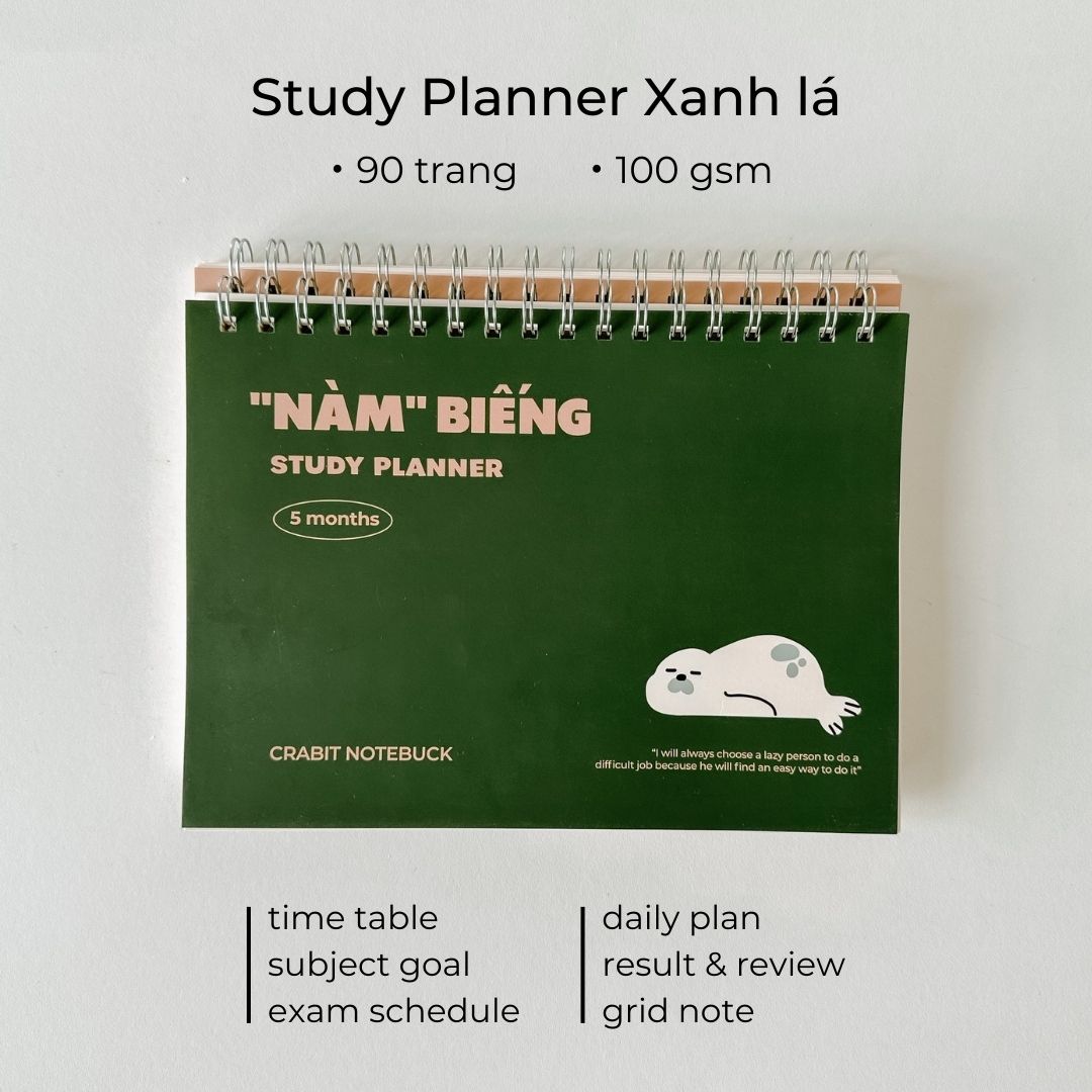 Sổ kế hoạch học tập sổ còng study planner để ghi chép Crabit - Nàm Biếng