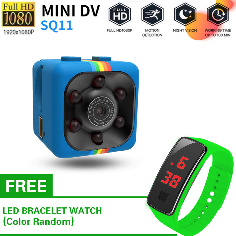 Camera mini siêu nhỏ hành trình xe máy phượt – SQ11 full hd 1080p chống rung chống nước với Đồng hồ LED miễn phí