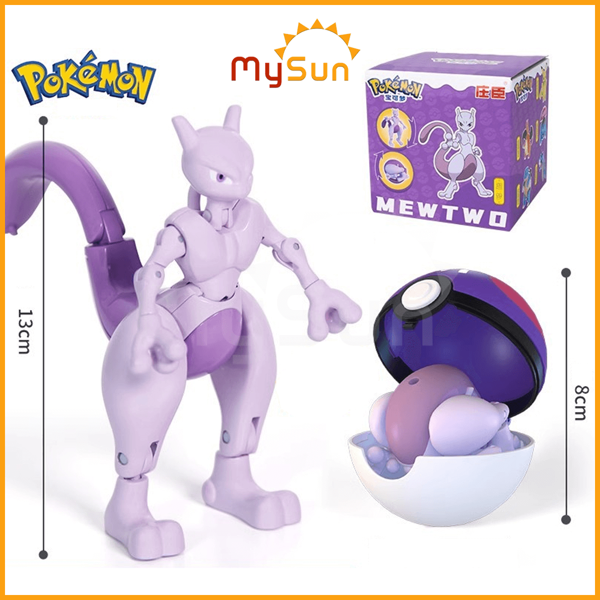 Mô hình bóng POKEMON đồ chơi chính hãng: Pinkachu Mewtwo huyền thoại mini bằng nhựa ABS - MySun