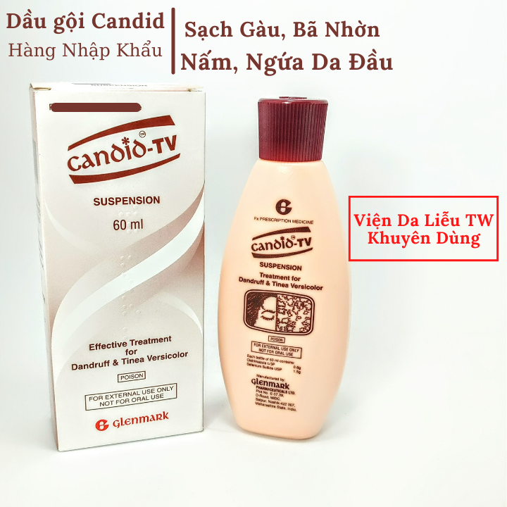 Dầu Gội Candid Tv (60Ml) Sạch Gàu Nấm Ngứa Da Đầu Sạch Bã Nhờn. Nhập Khẩu Chai 60Ml.