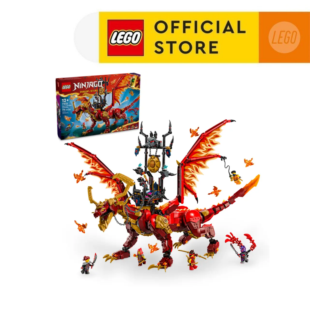 LEGO NINJAGO 71822 Đồ Chơi Lắp Ráp Rồng Lửa Bóng Đêm Của Kai (1716 chi tiết)