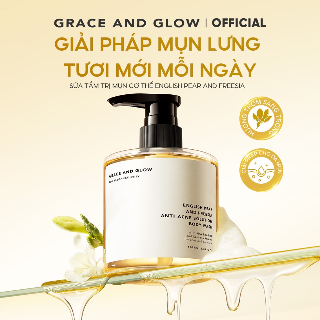 Sữa tắm giảm mụn Grace and Glow English Pear & Freesia Anti Acne Solution 400ml Hỗ trợ lưu hương lâu