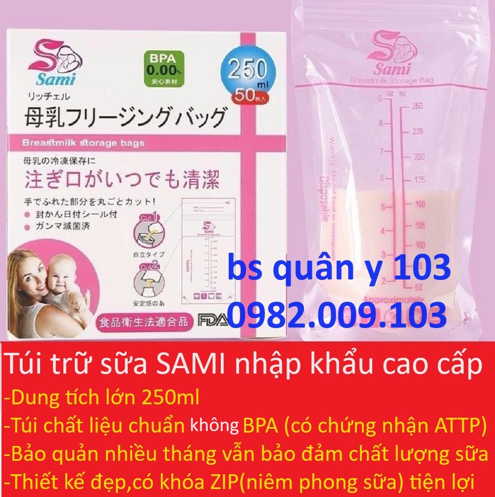 Túi trữ chữ sữa sami nhật bản (size lớn 250ml) cao cấp