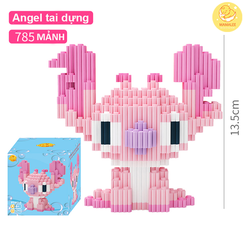 Lego 3D Stitch &amp; Angel Size To 800 Mảnh - Đồ Chơi Lắp Ráp Mô Hình Nhân Vật Hoạt Hình Lilo &amp; Stitch