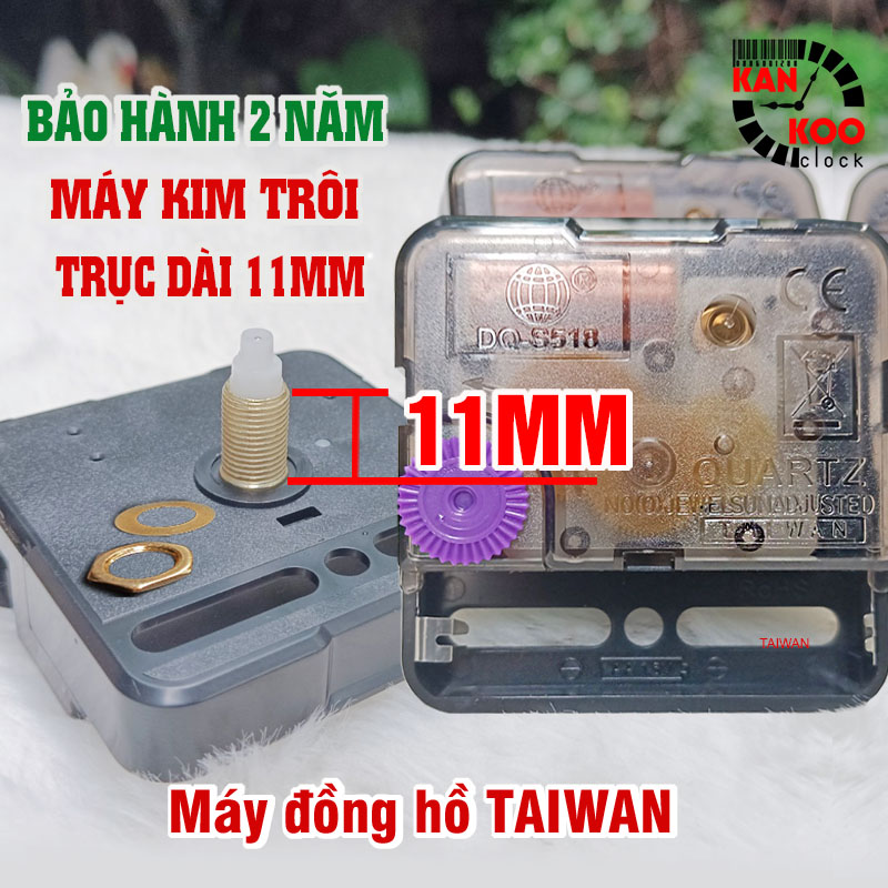 Máy đồng hồ treo tường kim trôi TAIWAN DQS518- trục đồng dài 11mm BẢO HÀNH 24 tháng-dùng cho đồng h