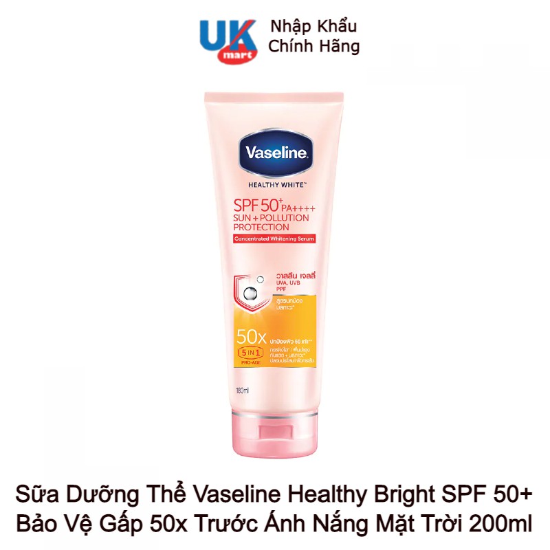 [Hcm]Sữa Dưỡng Thể Vaseline Healthy Bright Spf 50 200Ml