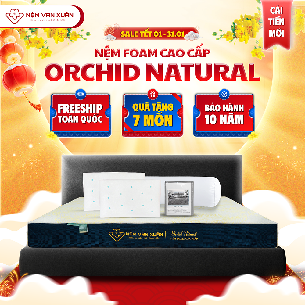 [MEGA TẾT 15.01-10.02 - MUA 1 TẶNG 7] Nệm Foam Cao Cấp Vạn Xuân Orchid Natural Định Hình Cột Sống Nâ