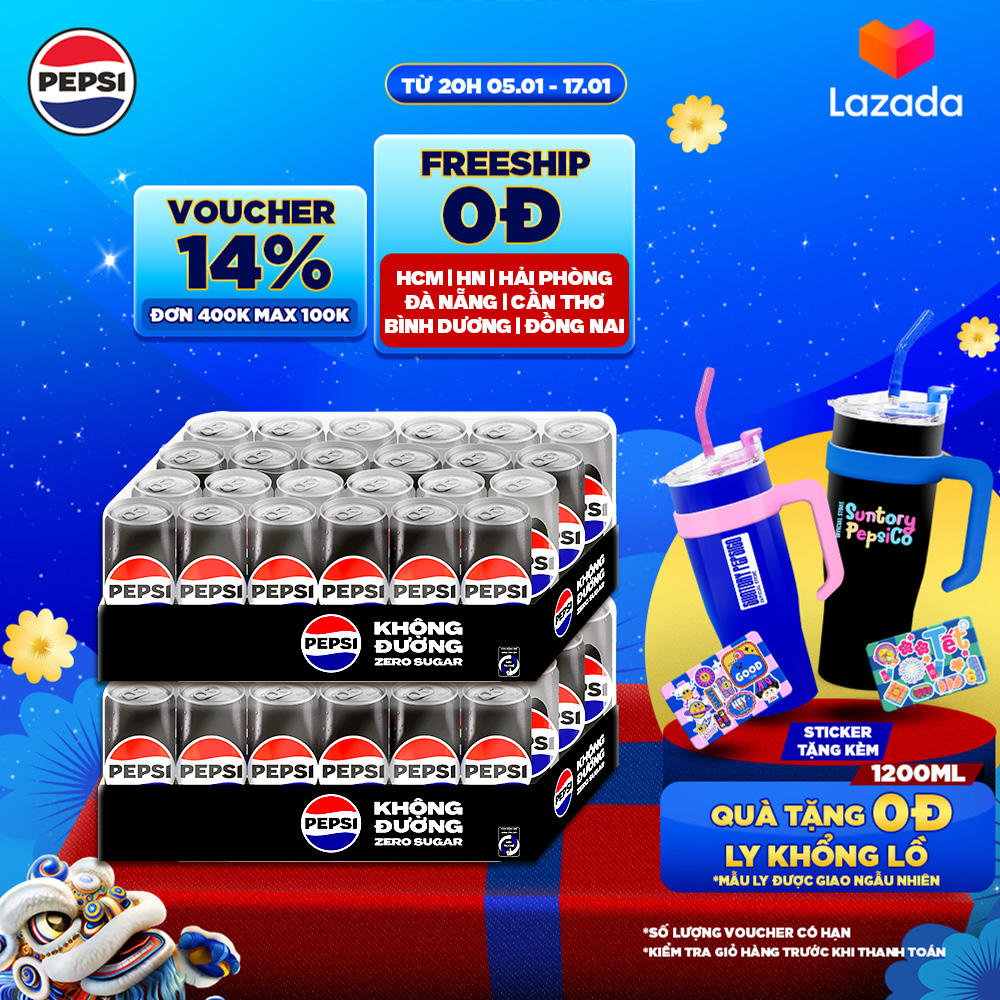 Combo 2 Thùng 24 Lon Pepsi Không Calo (320ml/lon)