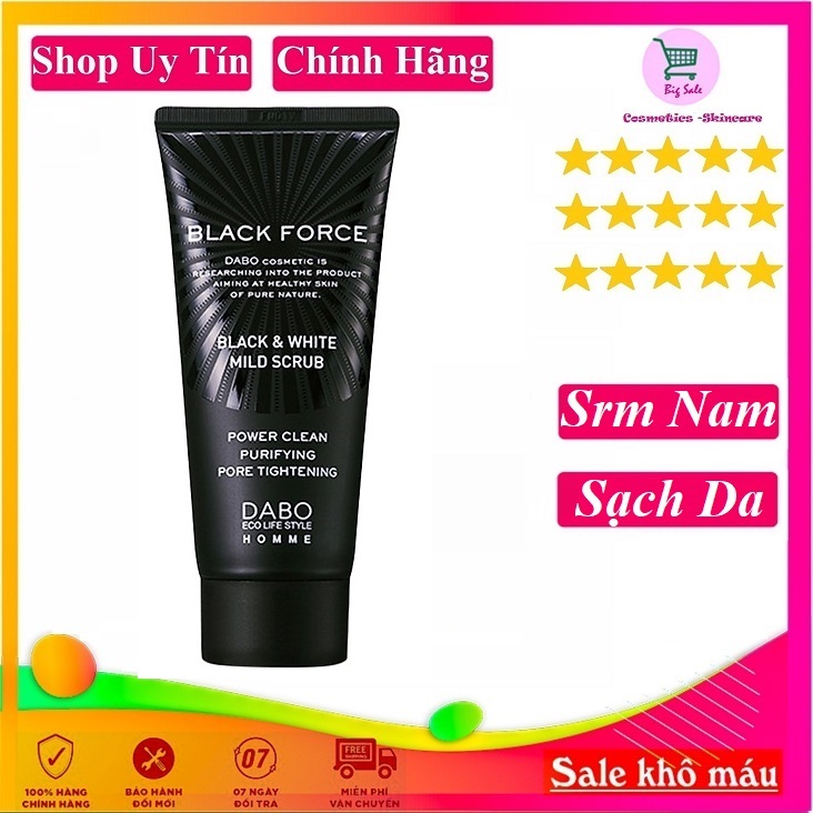 Sữa Rửa Mặt Dành Cho Nam Ngừa Mụn Trắng Da Dabo Black Force - For Men Hàn Quốc (120Ml)