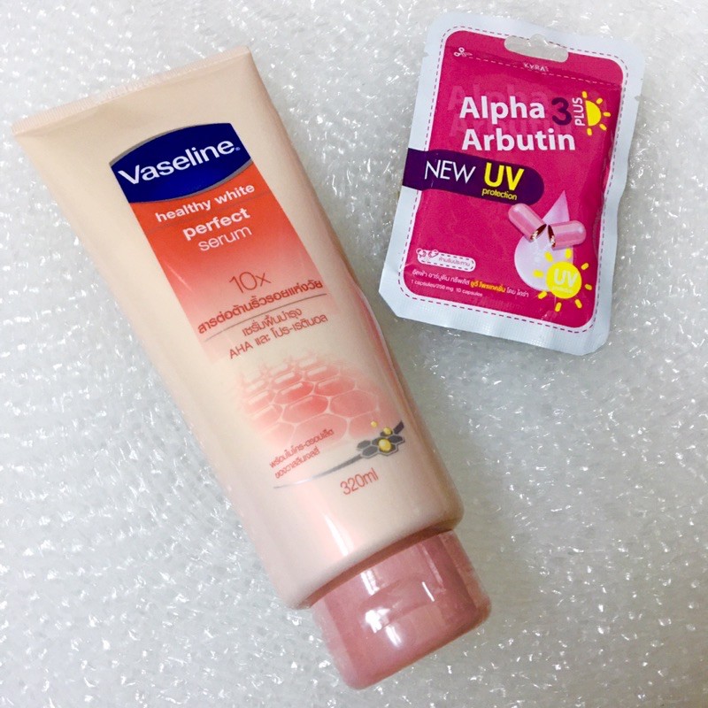 [Hcm]Combo Serum Dưỡng Trắng Da Vaseline 10X Và Vỉ Kích Trắng Alpha Arbutin Dưỡng Ẩm Thái Lan