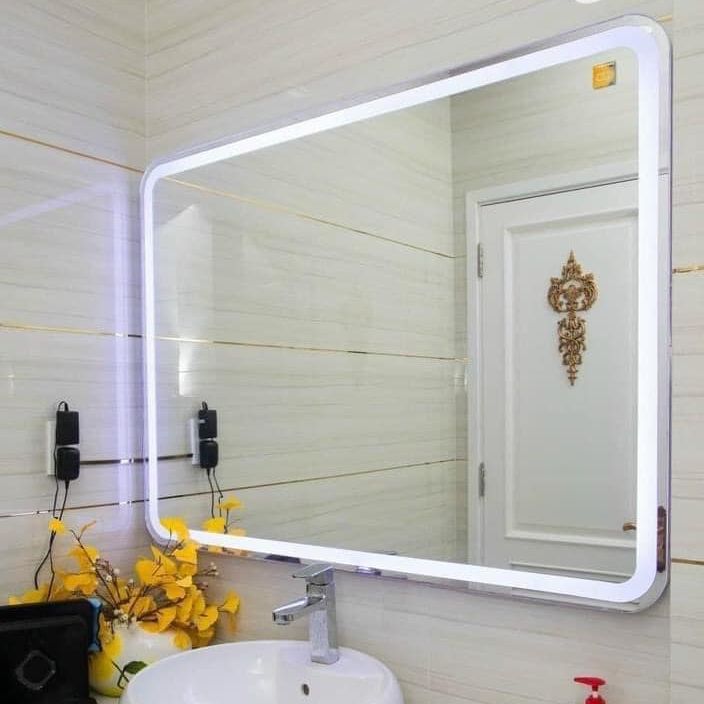 Gương chữ nhật đèn led cảm ứng treo tường nhà tắm vs cao cấp LikiDecor 40x60 50x70 60x80