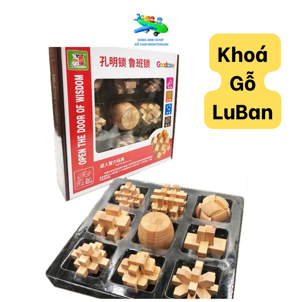 Khoá Lỗ Ban - Khổng Minh - Đồ Chơi Xếp Hình Gỗ Montessori - Rèn Luyện Trí Tuệ - Giáo Dục