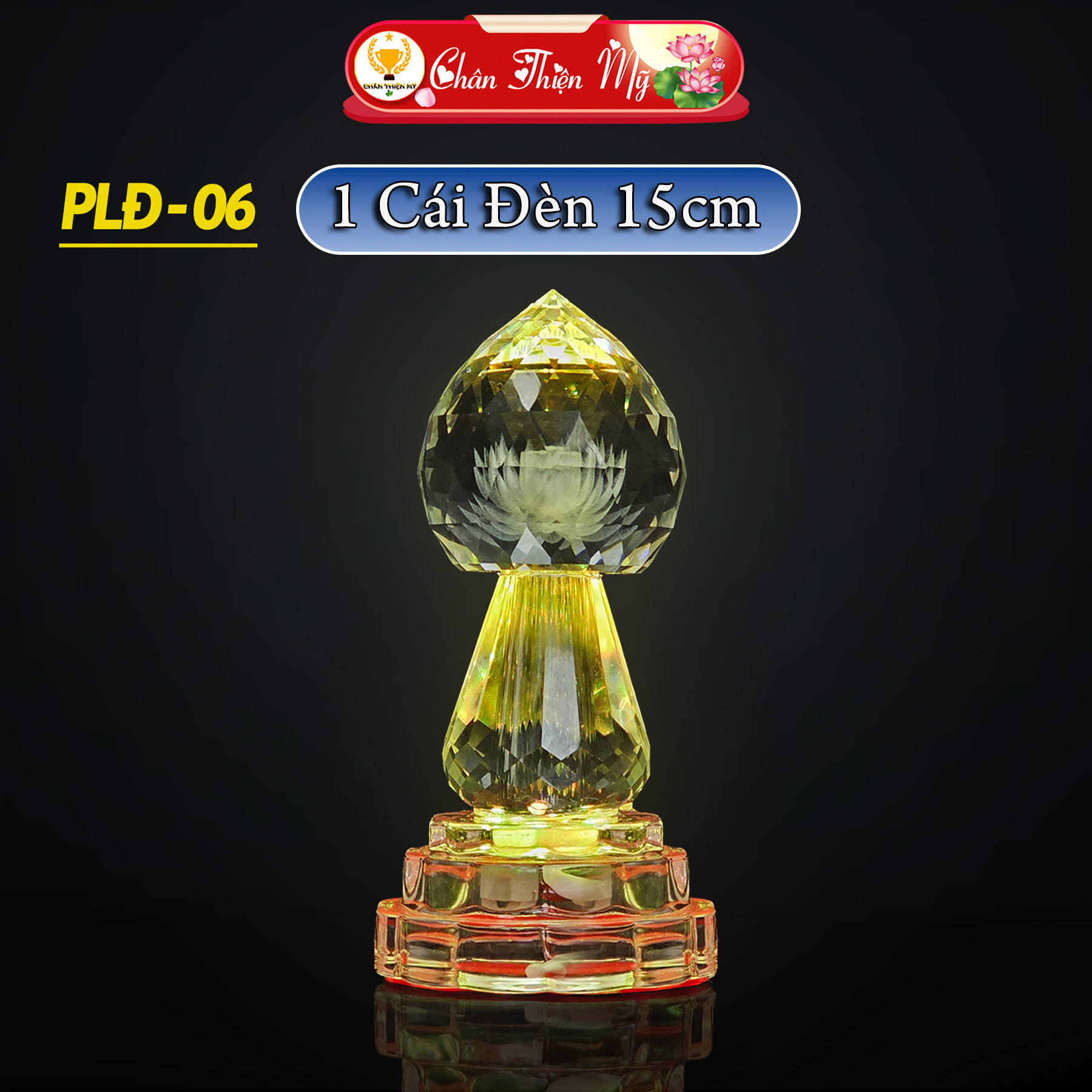 Đèn Thờ Quả Đào Pha Lê Led 7 Màu CHÂN THIỆN MỸ Trang Trí Bàn Thờ Phật Gia Tiên PLĐ-06