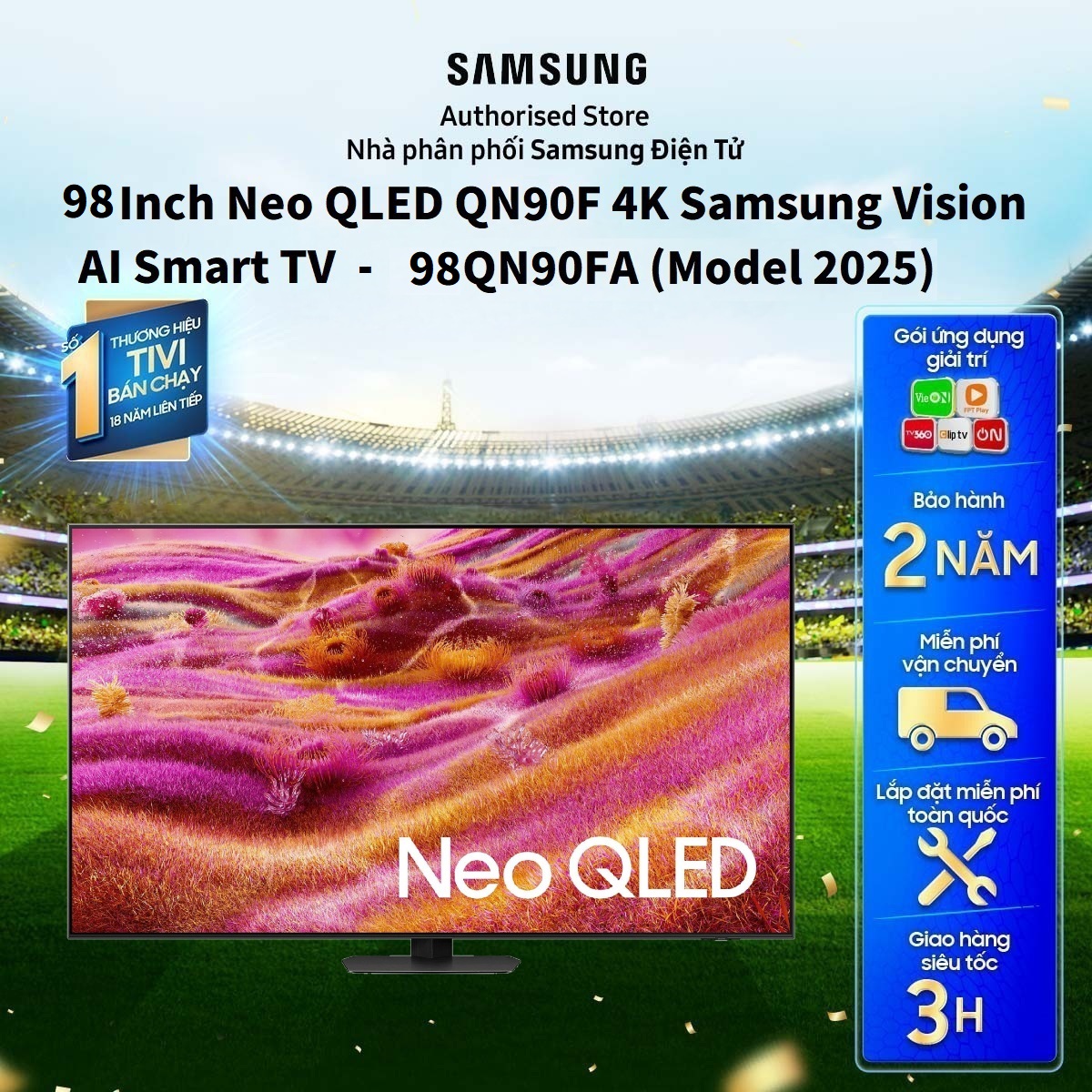 [Giao hàng và lắp đặt nội thành phố HCM trong 2H][Model 2025] 98QN90F - Smart Tivi Samsung Neo QLED 