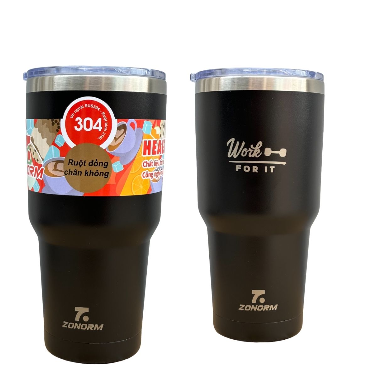 Ly giữ nhiệt 900ml Zonorm cao cấp Inox 304 nguyên khối giữ nhiệt 12- 20 tiếng Sơn nhám chống trầy Tặ