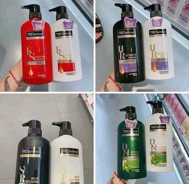 Combo dầu gội và dầu xả phục hồi tóc hư tổn Tresemme Keratin Smooth 450ml | Thái Lan