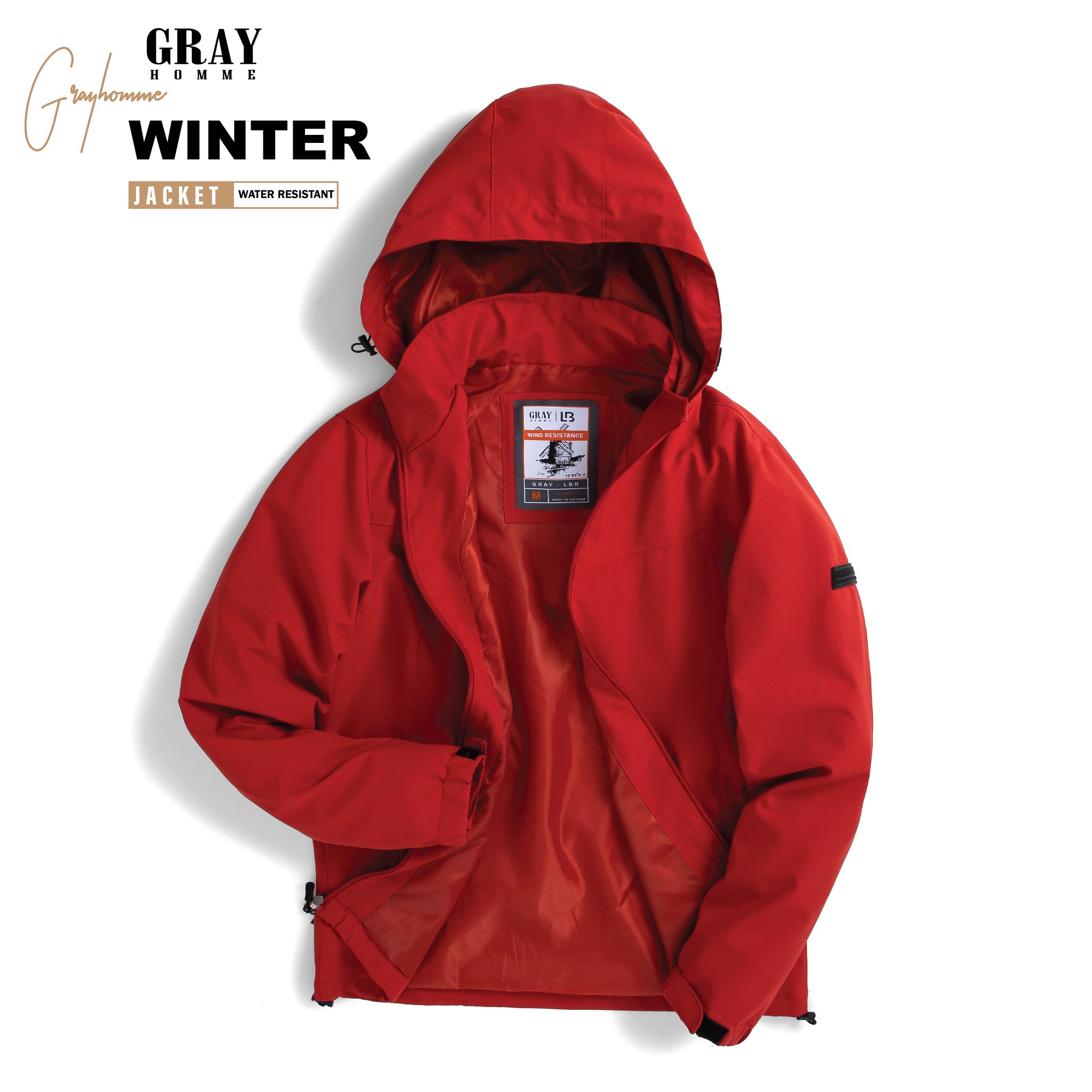 Áo khoác gió nam nữ áo khoác gió nam Grayhomme chất vải gió tráng bạc 2 lớp chống nước giữ nhiệt (CW2001)