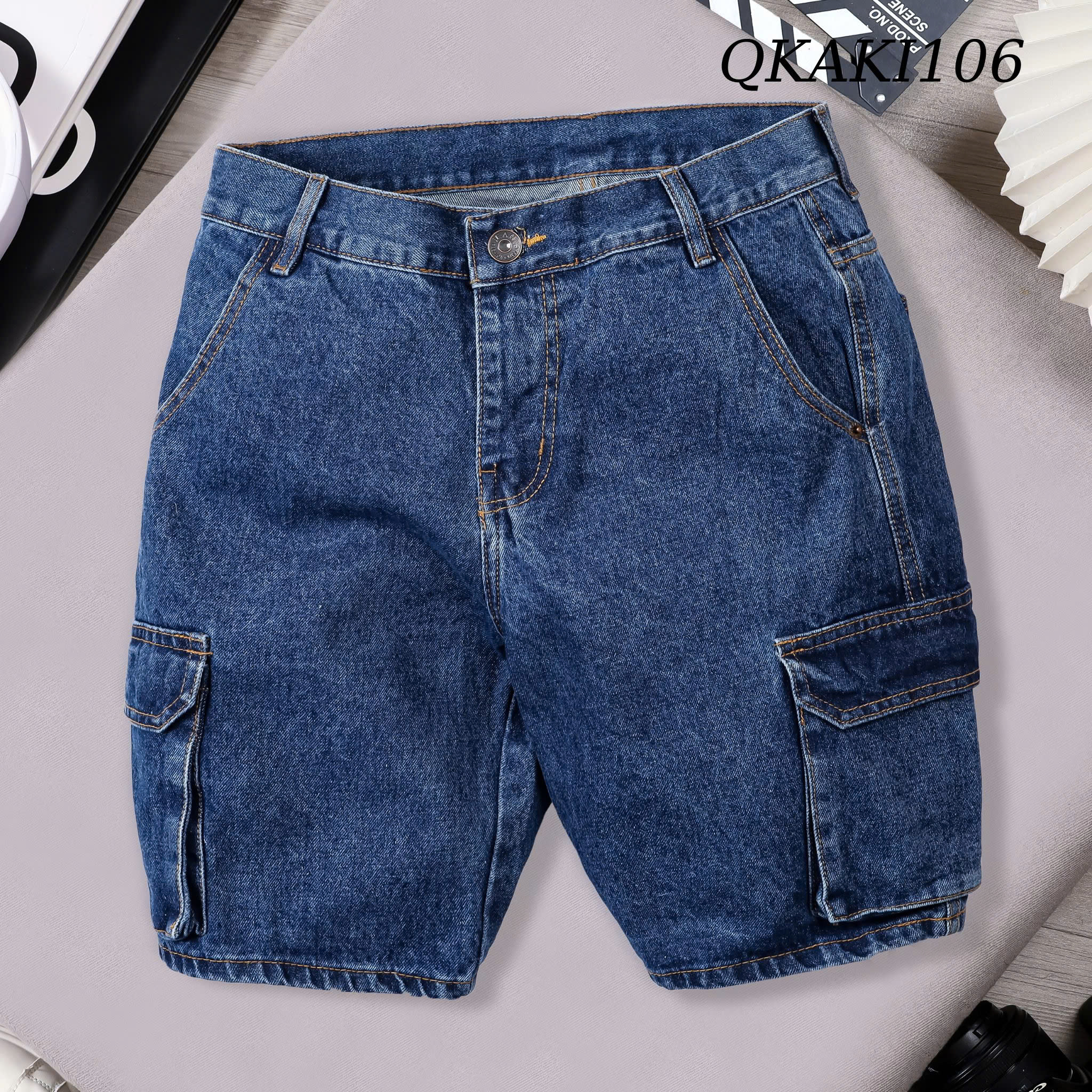 Quần short jean nam Thái Khang loại quần jean túi hộp dành cho nam trung niên chất dày dặn QJEAN10