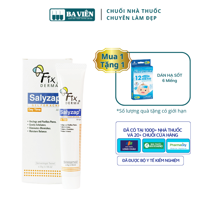 Chấm mụn Fixderma Salyzap Gel chấm mụn tẩy tế bào chết đánh bay mụn ẩn mụn đầu đen giảm thâm da mụn 