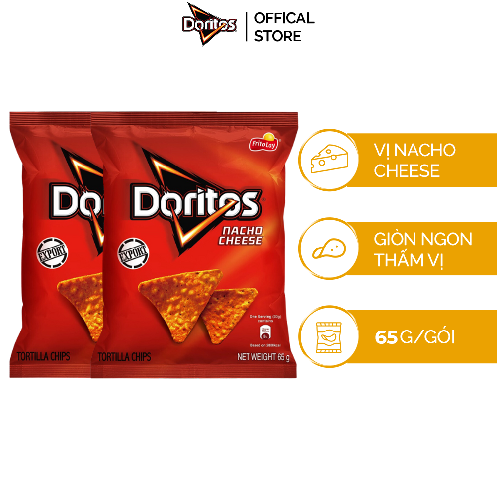 Combo 2 gói snack Ngô Giòn Doritos 65G vị Nacho Cheese/Taco - snack tortilla tẩm vị đậm đà kiểu Mỹ