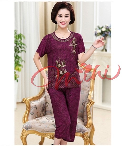Bộ đồ trung niên nữ B60 - Đồ bộ quần áo kiểu thời trang cho mẹ cho bà - Shop bộ ngủ mặc nhà mùa hè t