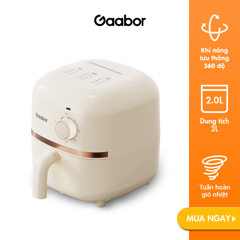 Nồi chiên không dầu Gaabor AF20M-YE01A 2L, công suất 900W, màu Pastel sang trọng cho 2 người ăn