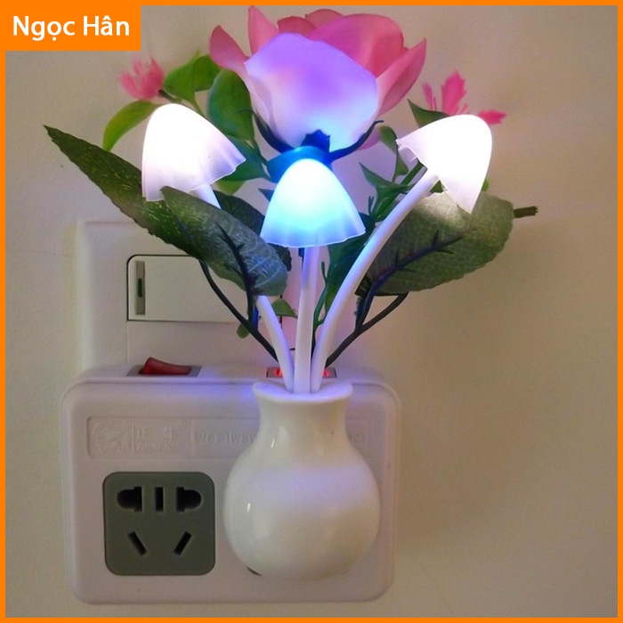 Đèn Ngủ Hoa Nấm Model DN11 Cảm Biến Tự Sáng Khi Tối Tự Chuyển Màu 3D Chất Liệu Nhựa ngochanshop