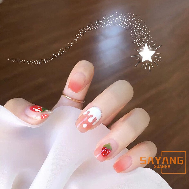 Bộ 24 Móng Tay Giả Nail Giả A113(Tặng Kèm Keo Dán Móng Tay)