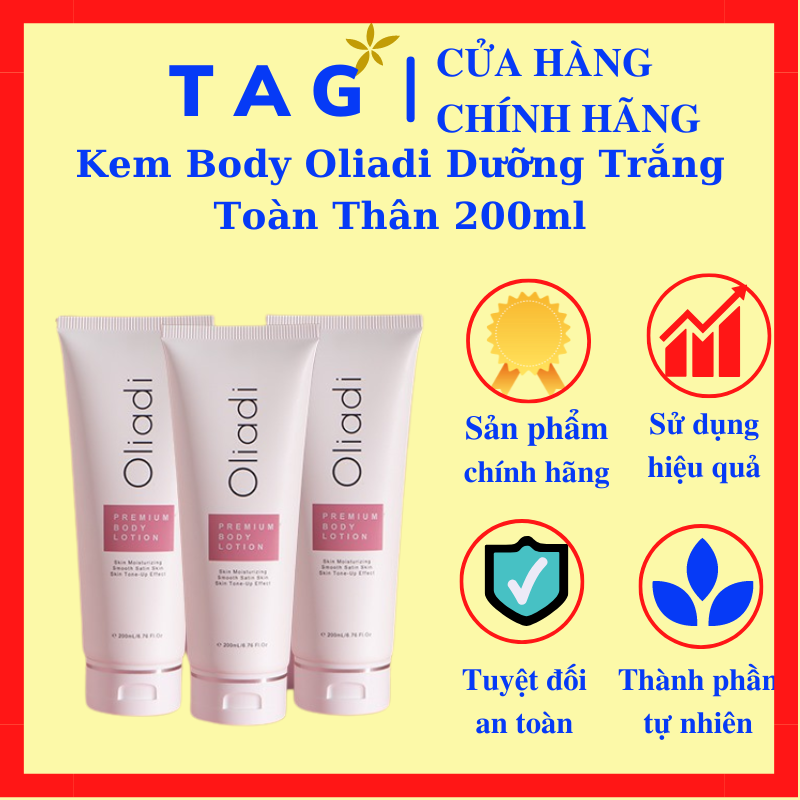 Kem Body Oliadi Dưỡng Trắng Toàn Thân Với Công Nghệ Hạt Nano Phân Tử 200ml