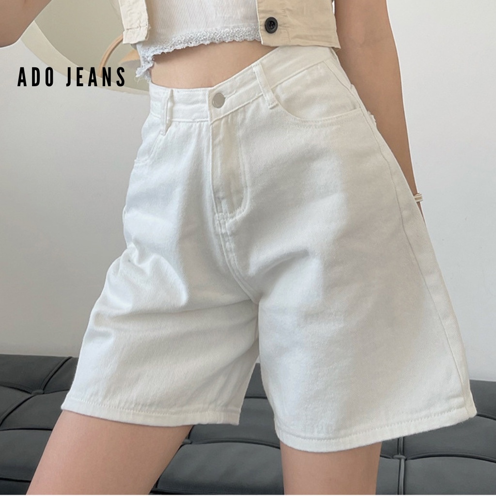 ☂  Quần Short Ngố Kaki Nữ Lưng Cao Hai Màu Đen Trắng Quần Short Ống Rộng KaKi Có Bigsize Lên From Xi
