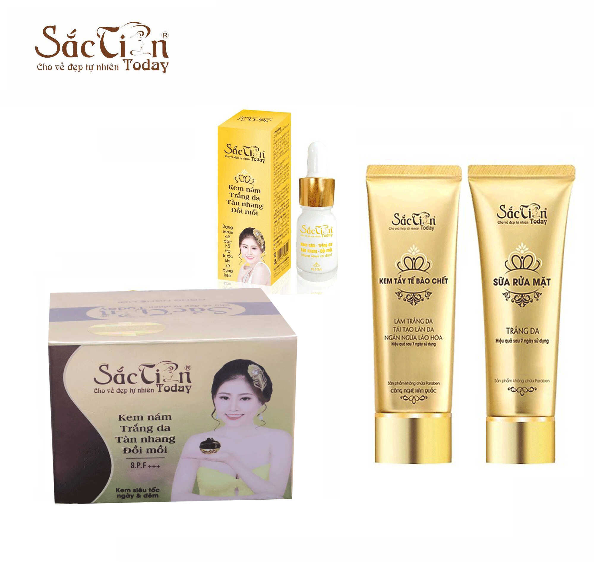 Bộ kem dưỡng trắng da ngăn ngừa thâm nám tàn nhang đồi mồi vip Sắc Tiên Today ( 4 món ) công nghệ Hàn Quốc